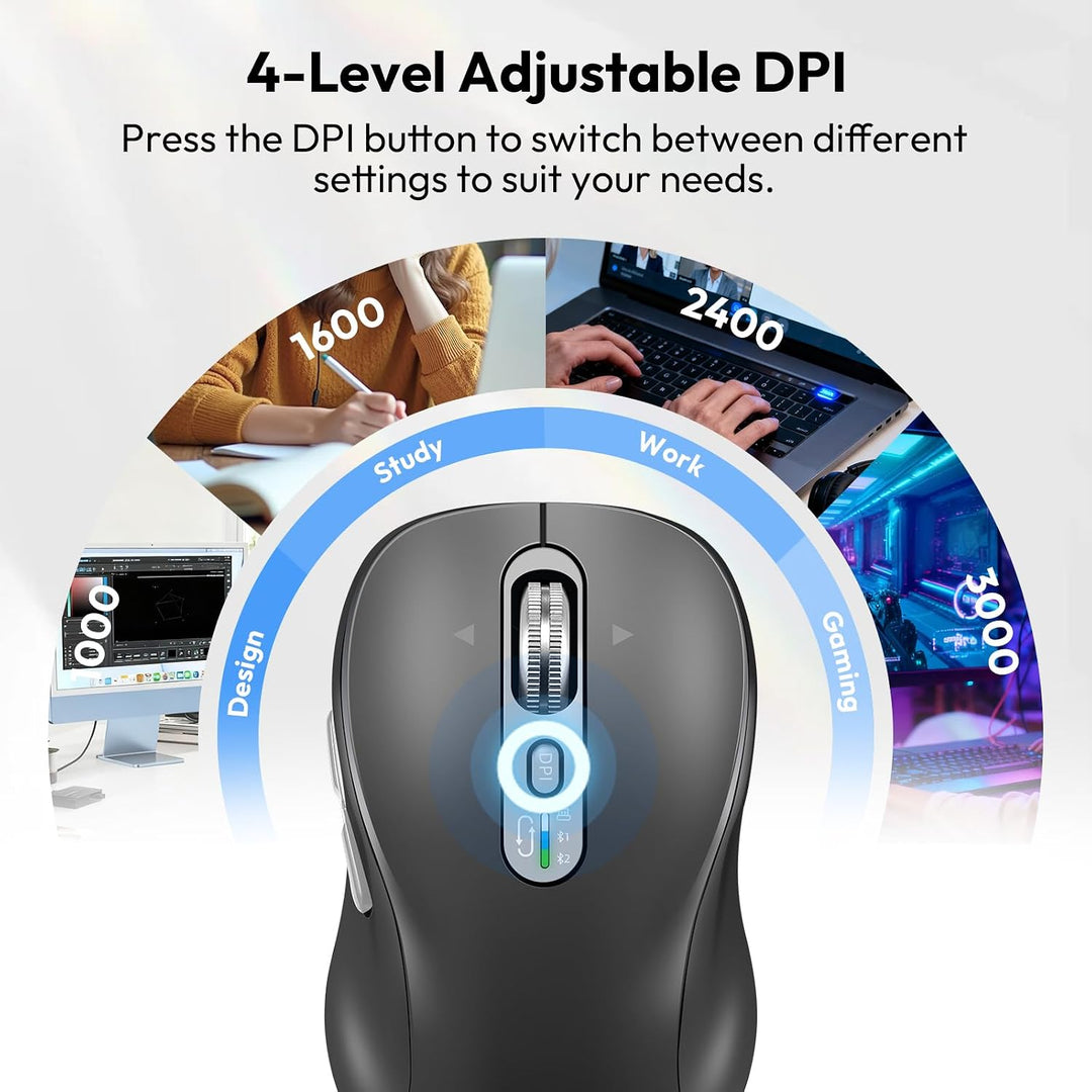CITLLA Ratón Bluetooth inalámbrico, recargable portátil, multidispo...
