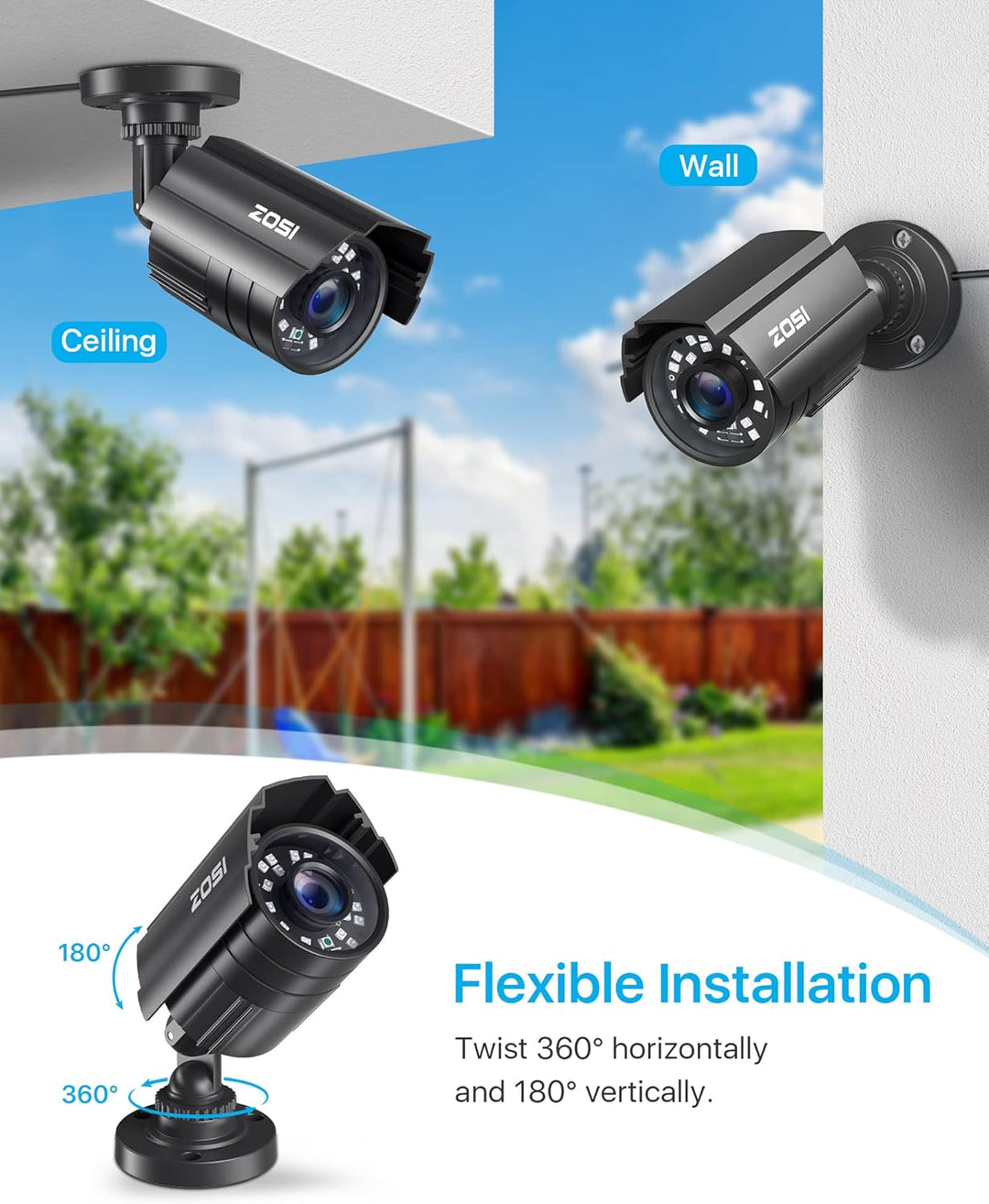 ZOSI Sistema de cámara de seguridad CCTV 1080P HD TVI para el hogar...