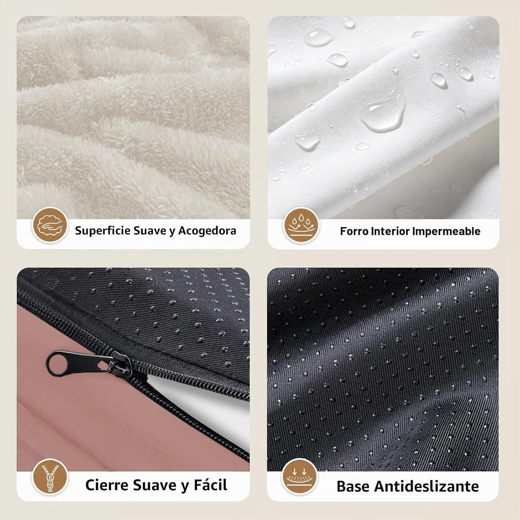 Cama ortopédica impermeable para perros de tamaño grande, rosa
