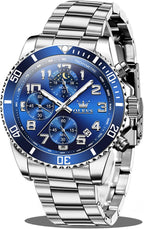 OLEVS Relojes para hombre, de cara grande, de acero inoxidable, resistente al agua, con fecha, analógicos, de cuarzo, modernos, de negocios, relojes de pulsera para hombre