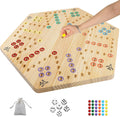 HOROW Wahoo - Juego de mesa original de madera de 23.6 pulgadas, clásico juego de pista rápida pintado de 2 lados para 4 jugadores y 6 jugadores con 30 canicas, 6 dados para noche de juegos familiares (extra grande)