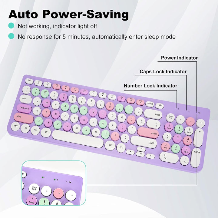 Combo de teclado y mouse inalámbricos, teclado retro de máquina de...