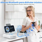 Jteman Soporte para teléfono móvil con altavoz Bluetooth y cargador inalámbrico