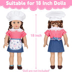 Juego de ropa y accesorios de comida para muñecas de chef