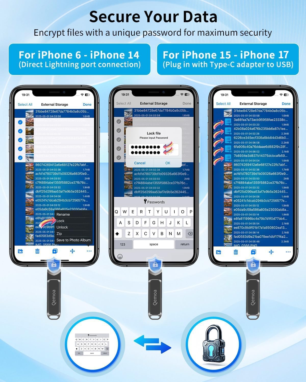 Memoria externa de 256 GB con certificación MFi para iPhone, Negro
