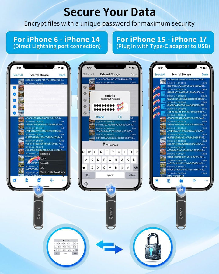 Memoria externa de 256 GB con certificación MFi para iPhone, almace...