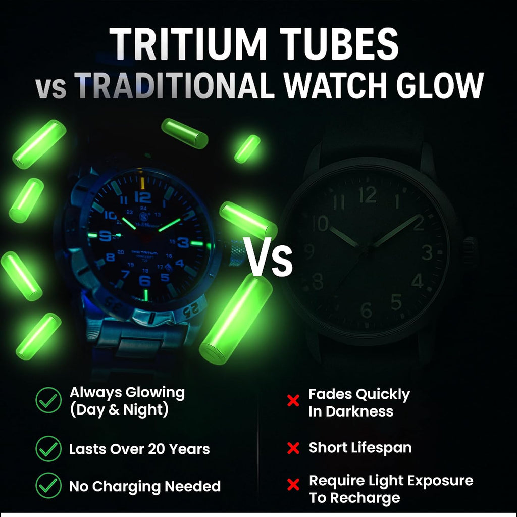 Reloj Smith & Wesson Emissary Swiss Tritium H3 para hombre, caja y correa de acero inoxidable, bisel giratorio, relojes militares duraderos para hombre, 44mm, relojes analógicos para hombre, reloj de