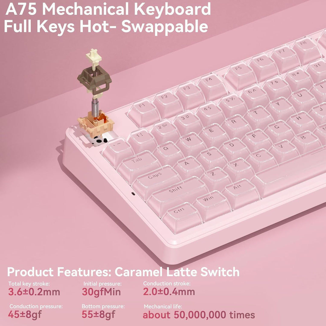 SOLAKAKA Teclado inalámbrico A75 para juegos con perilla multifunci...