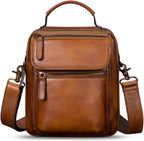 IVTG Bolso de mensajero de cuero genuino para hombre, bolso bandolera bandolera para trabajo, negocios