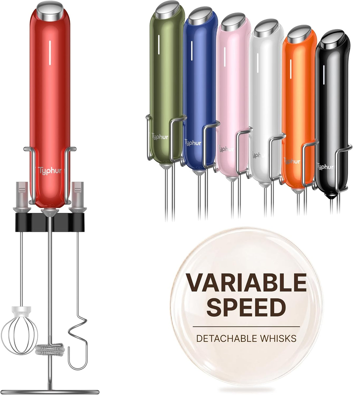 InstaWhisk - Espumador de leche mejorado con velocidad variable, varita espumadora de café portátil recargable con batidores desmontables, mezclador de bebidas eléctrico para latte, capuchino, matcha