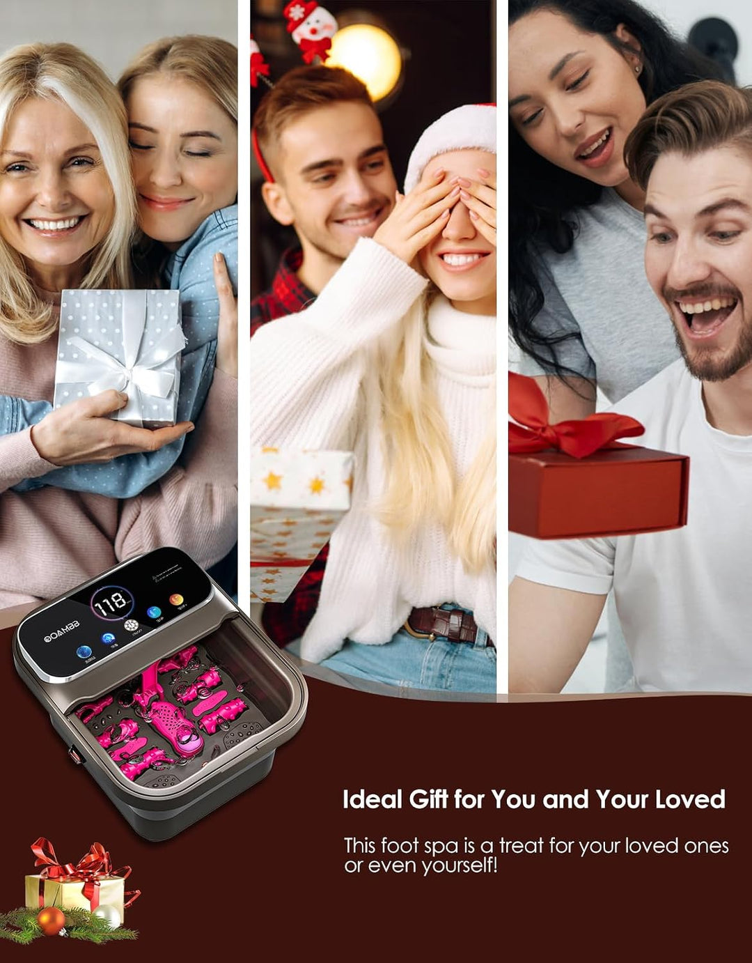 OOAMBB Spa de pies plegable con calor, burbujas, control de tempera...