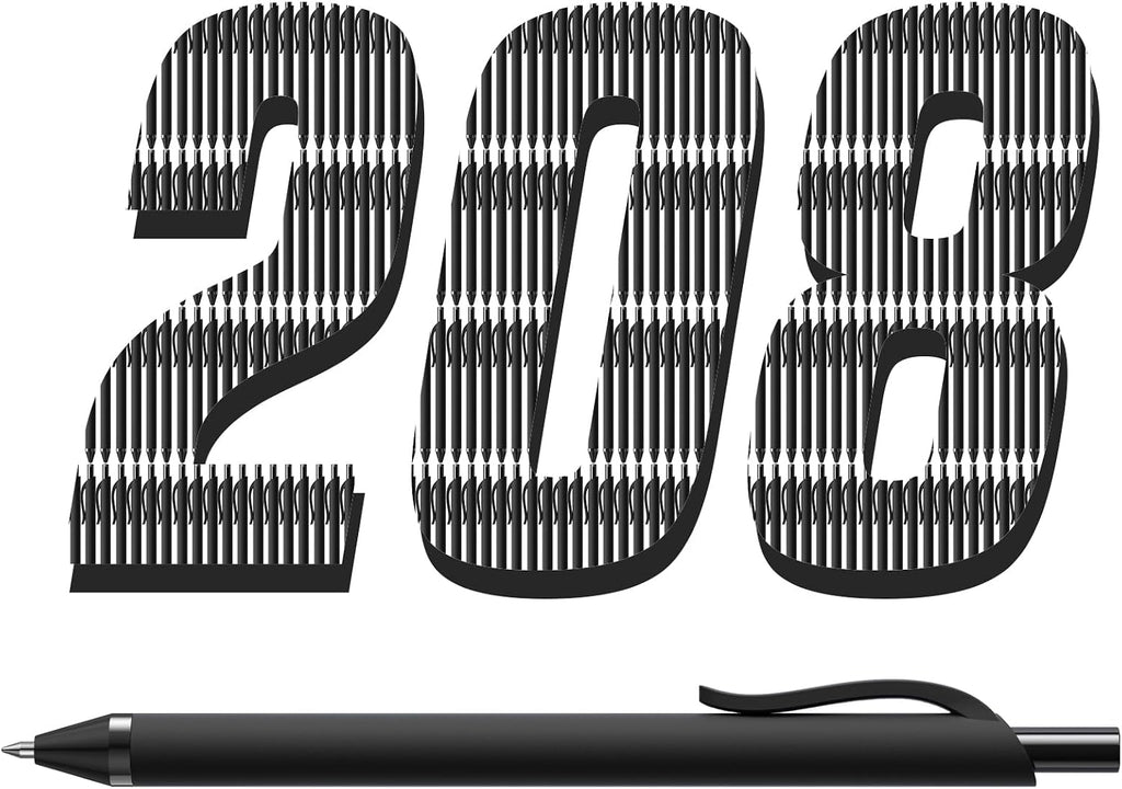 Paquete de 208 bolígrafos negros, bolígrafos a granel de 0.04 in