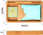 AtMini Bandeja de arena para aula, bandeja de arena Montessori con tapa, bandejas de arena de madera para niños, letras y números (azul)