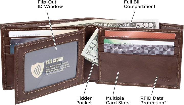 Dockers Mens piel Capacidad extra Slimfold Bifold Wallet