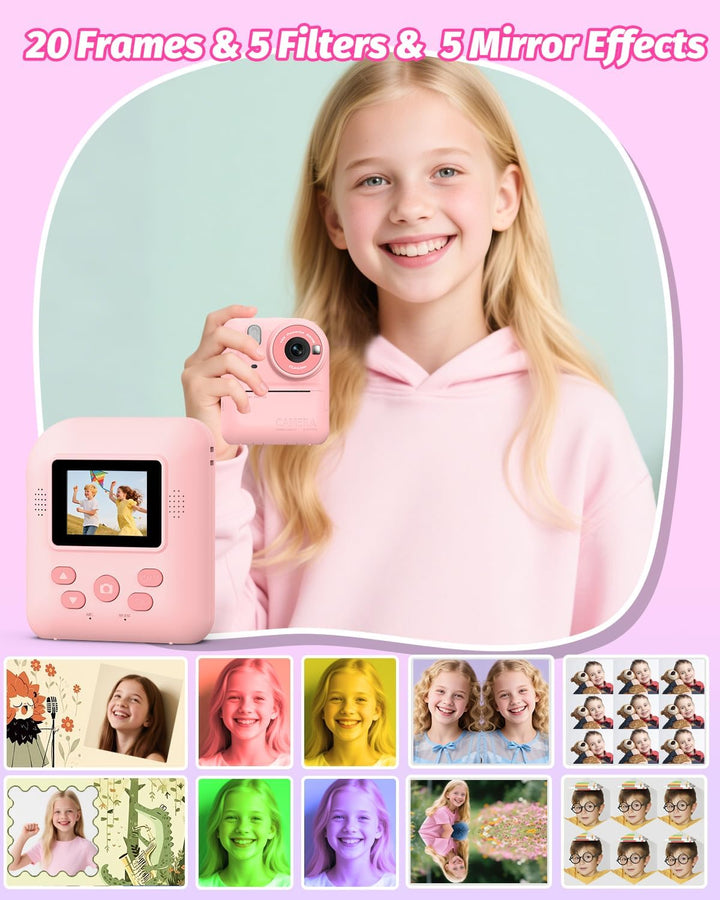 Teslahero Cámara para Niños con Impresión Instantánea de Fotos, Cám...