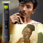 PHILIPS OneBlade Pro Face + Body Recortadora y Afeitadora Eléctrica Híbrida, recargable, peine de precisión ajustable de 14 longitudes, kit para cuerpo, hoja de doble cara, uso en húmedo y seco, estuche de viaje
