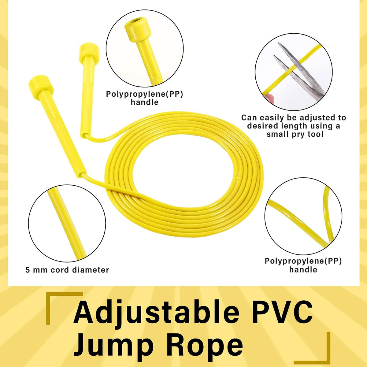 Xinnun 32 cuerdas de salto de PVC para fitness, cuerda de saltar ajustable de 9.2 pies, cuerda versátil irrompible con mango de plástico para mujeres y hombres, entrenamiento de resistencia, ejercicio