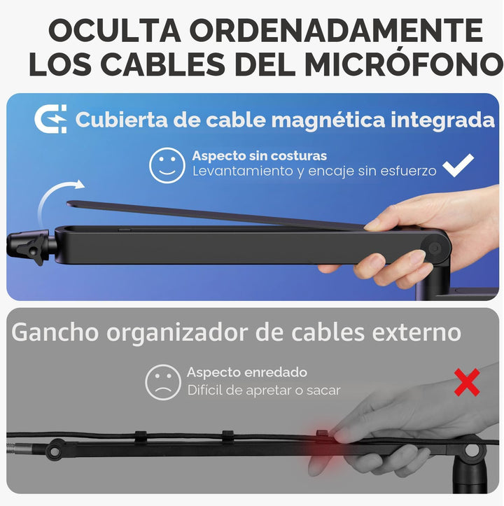 InnoGear Brazo de micrófono mejorado 2026, gestión de cables magnét...