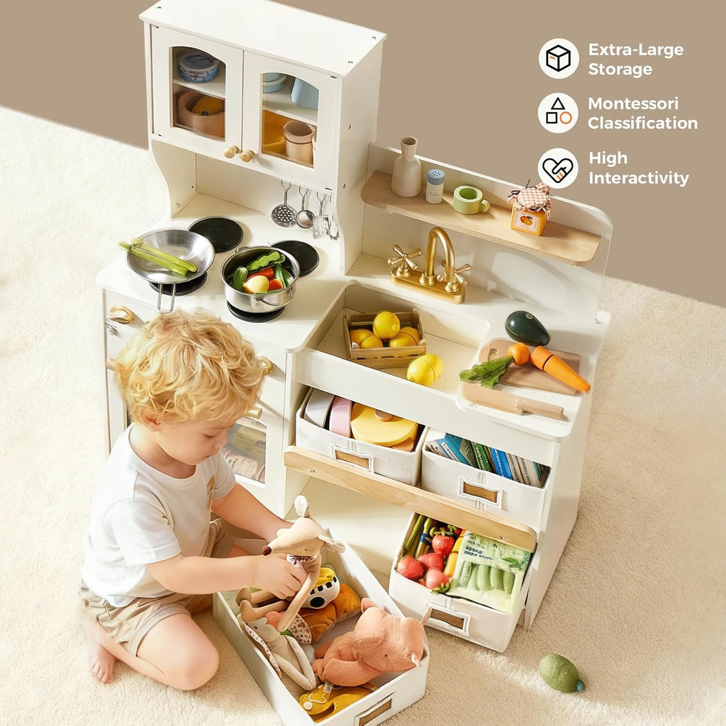 Tiny Land Wooden Play Kitchen para Kids con Toy Storage para Pretend Play