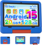 IWEGGO Tablet Android 15 para niños con estuche EVA, tablet de 10 pulgadas para niños, Azul
