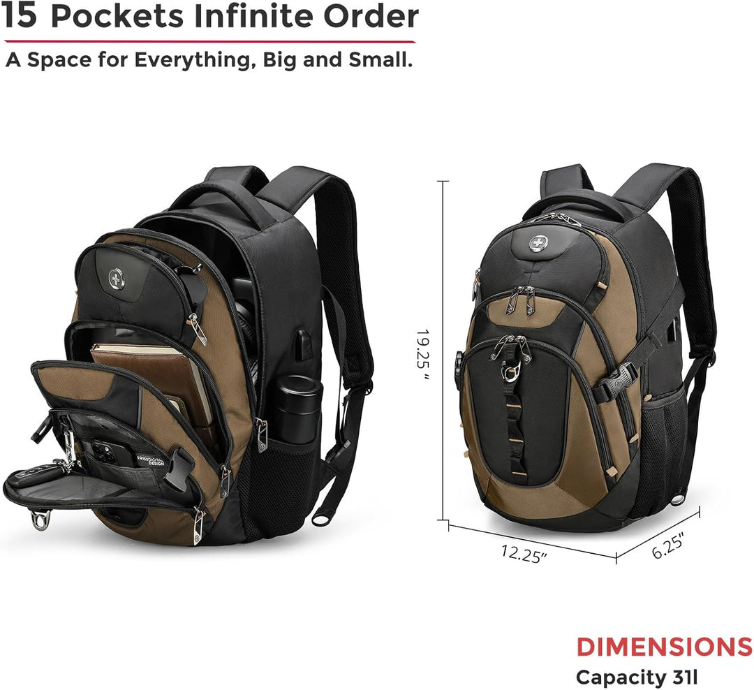swissdigital Mochila para portátil de viaje de negocios, para hombr...