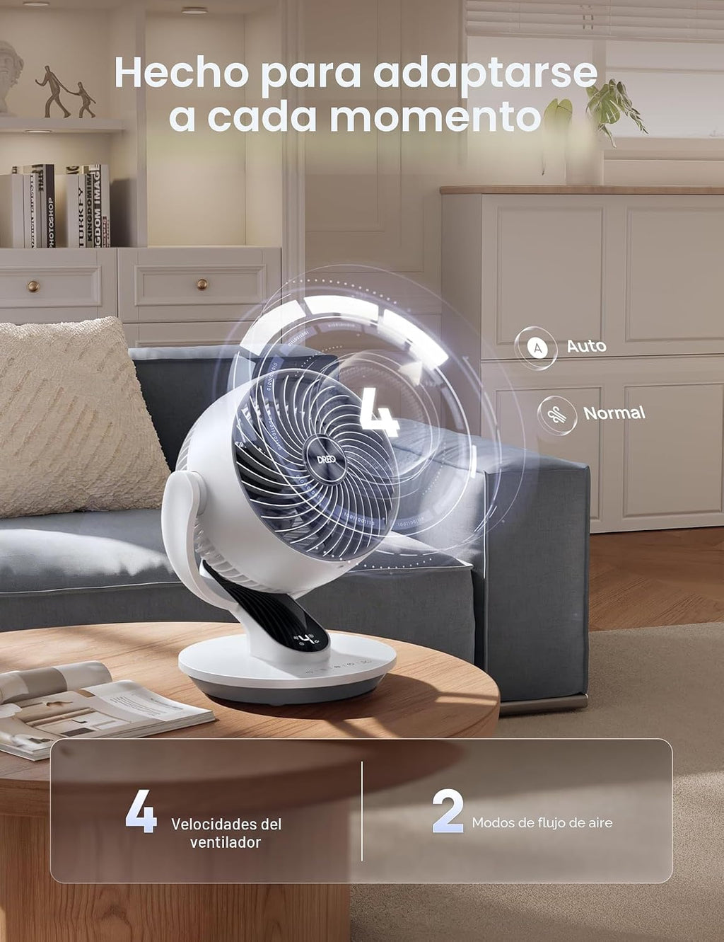 DREO Ventilador oscilante para dormitorio, ventiladores de mesa sil...