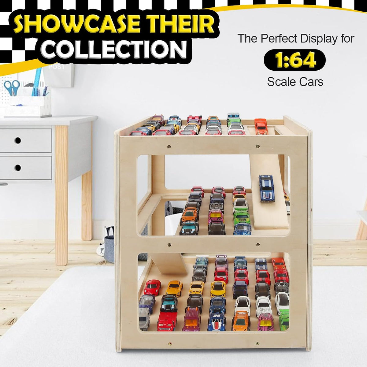 Vitrina para autos Hot Wheels Garage y Matchbox, 1/64 escala de juguete fundido a presión, estuche de almacenamiento para ruedas calientes, estacionamiento, garaje, diorama, juguete, rampa de aparcamiento