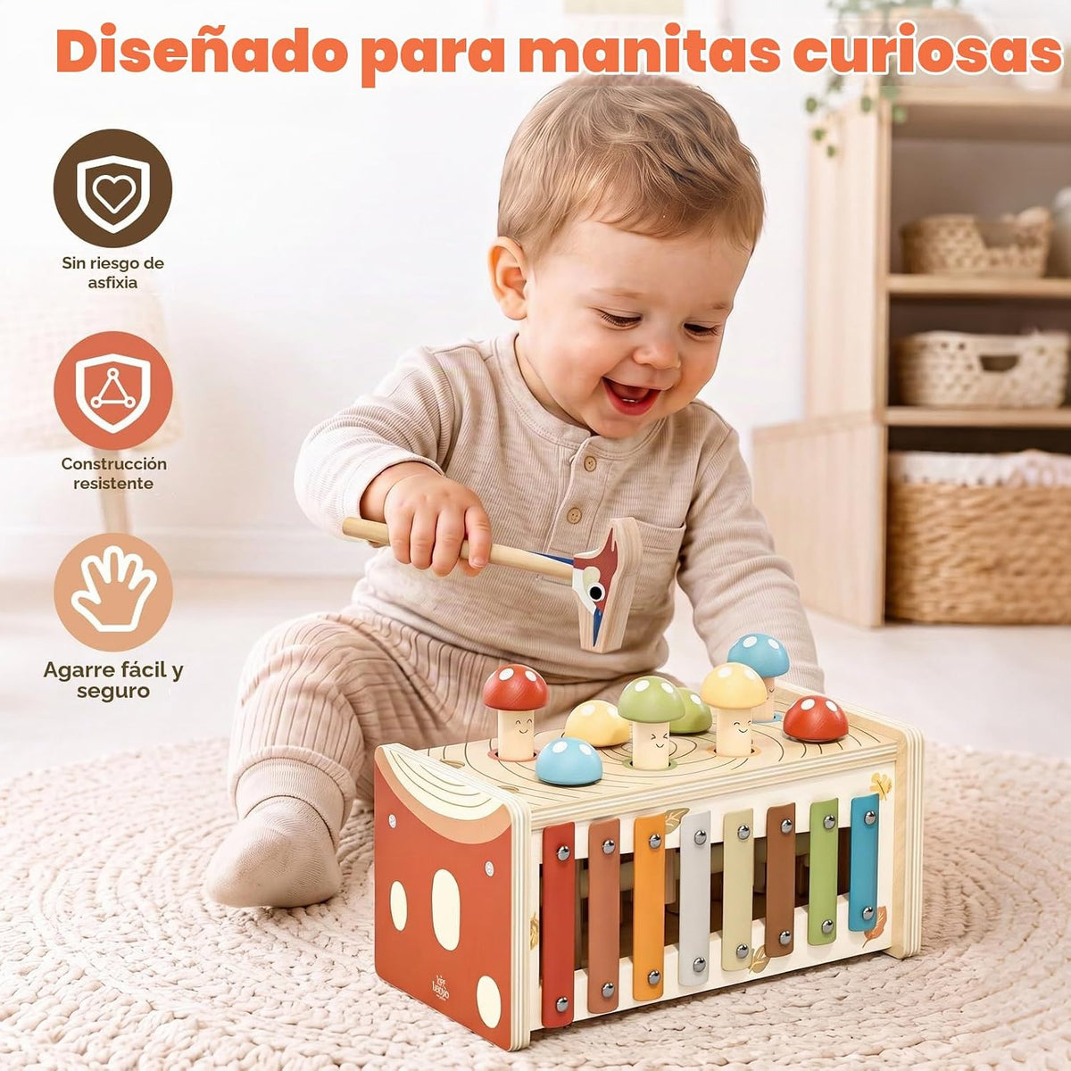 Lehoo Castle Juguete Montessori con xilófono para niños pequeños de 1 a 2