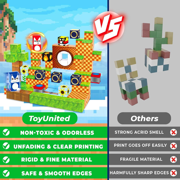 ToyUnited Bloques magnéticos, 100 bloques de construcción magnético...