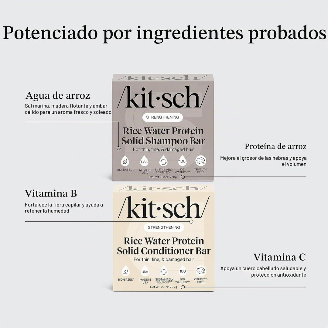 Kitsch Champú y acondicionador sólido de agua de arroz para el crec...