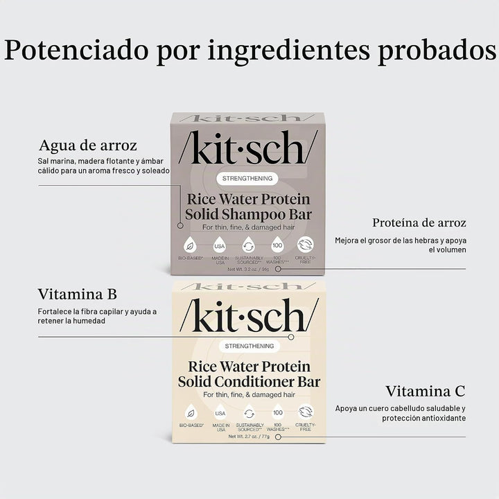 Kitsch Champú y acondicionador sólido de agua de arroz para el crec...