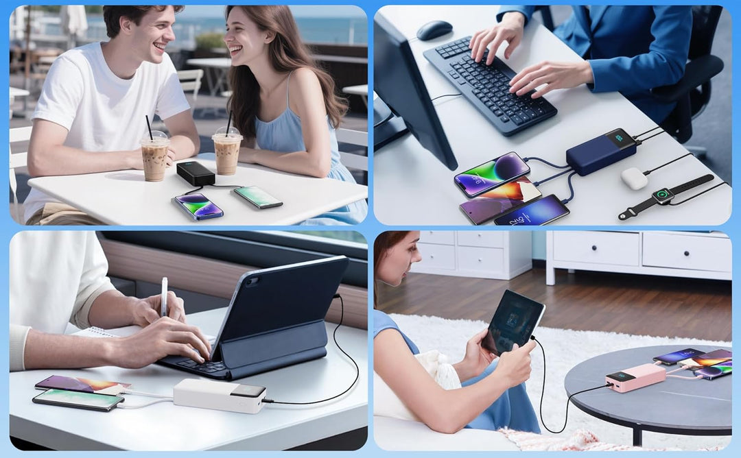 Cargador Portátil 60800mAh Banco de Energía con 3 Cables Integrados...