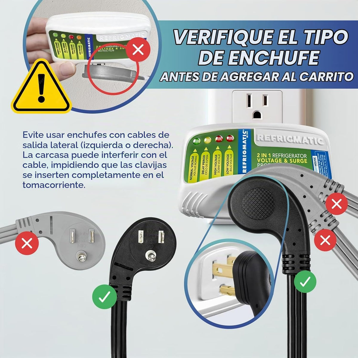Refrigmatic Protector de voltaje y sobretensiones 2 en 1 para
