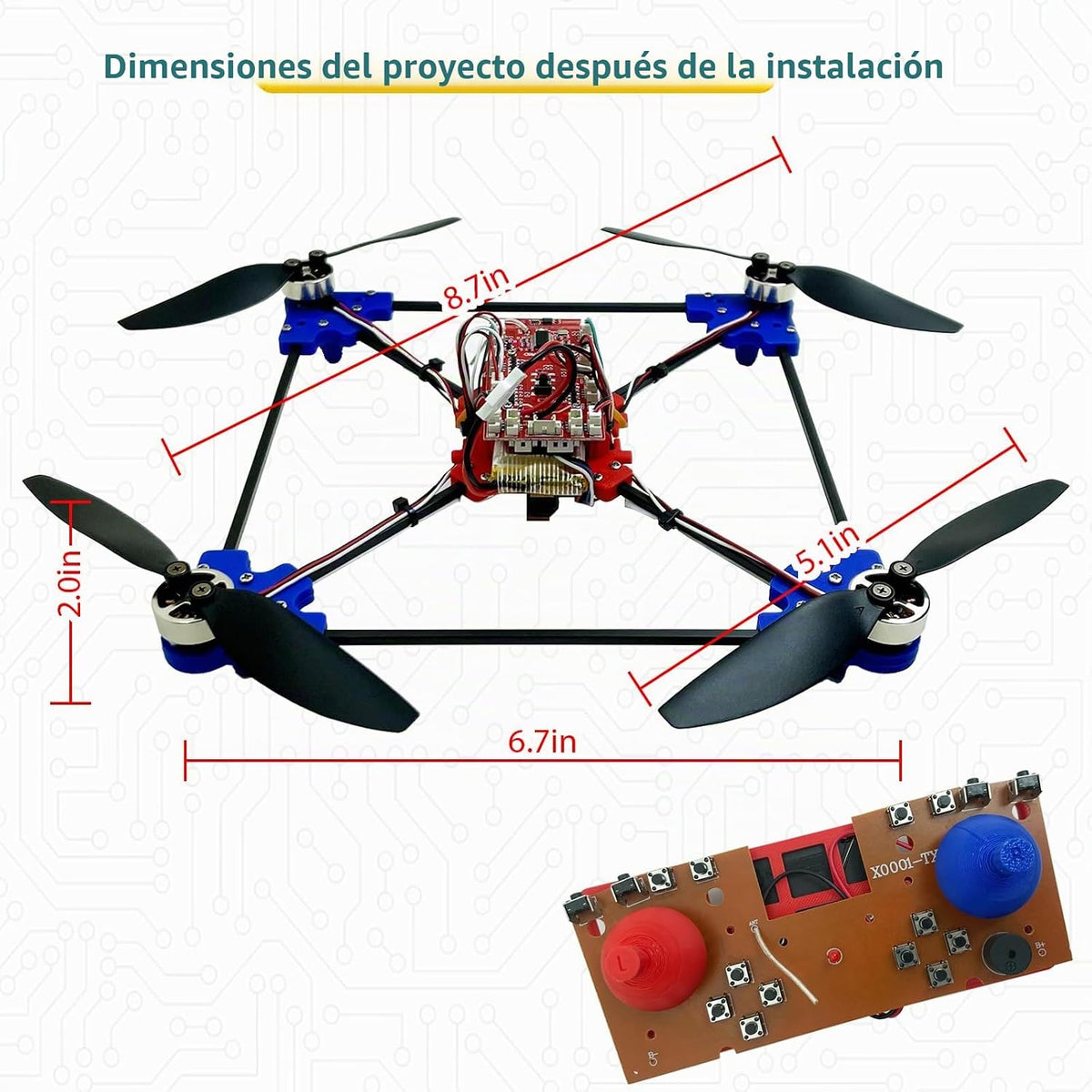 Kit de Drone Cuadricóptero DIY: Un Proyecto STEM Único con Motor sin Escobillas, Vuelo Estacionario con Flujo Óptico, Despegue y Aterrizaje con Un Clic, y Giro de 360° para que los Entusiastas del DIY