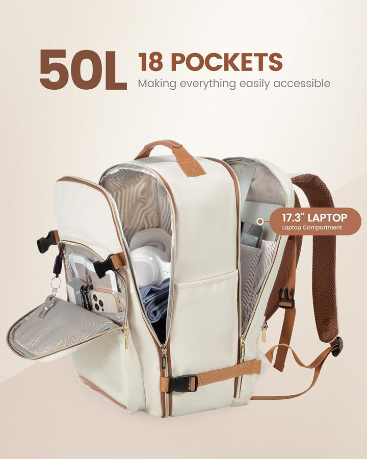 LOVEVOOK Mochila de viaje para mujeres y hombres, 50L, aprobada por...