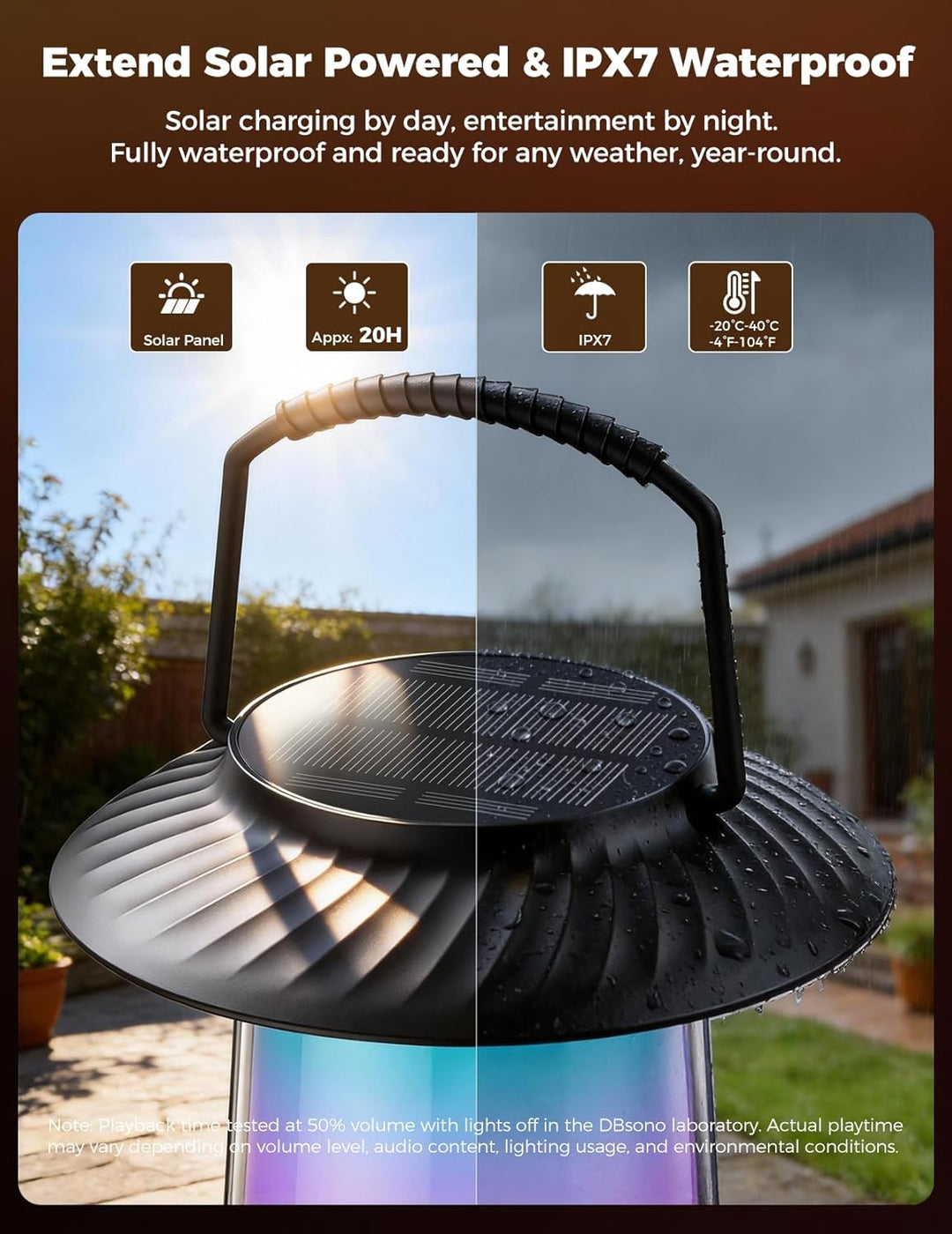 Altavoces solares Bluetooth para exteriores, impermeables, IPX7, pa...