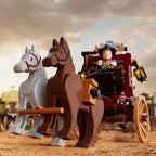 Lámpara Lumibricks Western Stagecoach Lighting - Juego de ladrillos de construcción – Carruaje y caballo del viejo oeste 293 piezas colección juego de exhibición para amantes del oeste