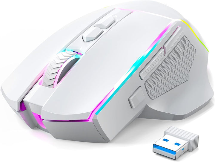 Redragon M814W - Ratón inalámbrico para juegos, trimodo 2.4G\/Bluet...
