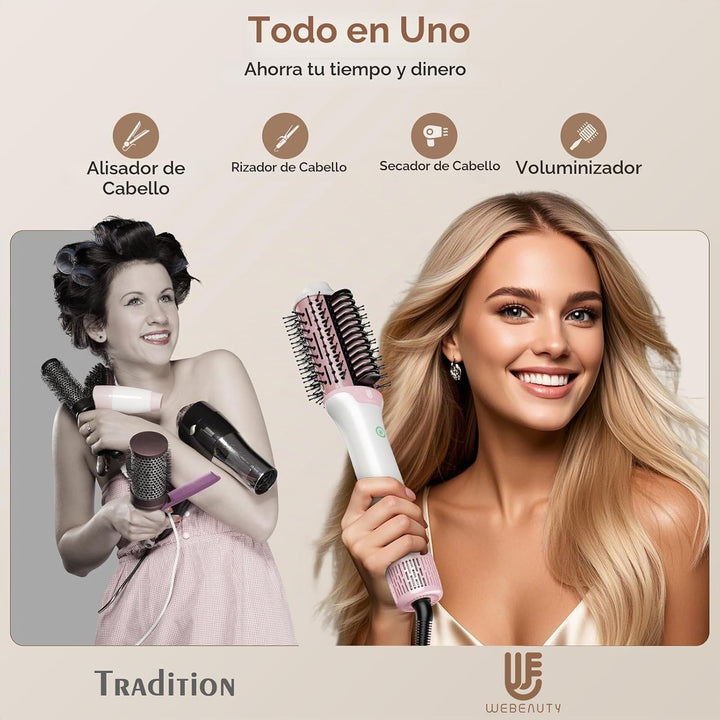 Cepillo secador de pelo, alisador de pelo 2 en 1 de alta velocidad,...