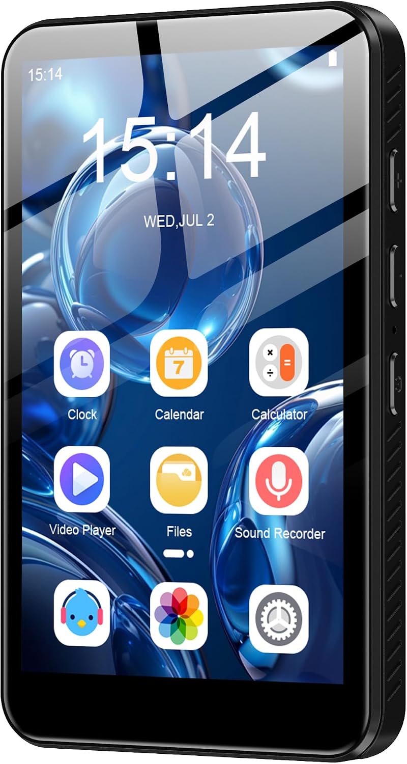 Reproductor MP3 D08 con Bluetooth y WiFi, SWOFY 32 GB MP3 y MP4 reproductores con pantalla táctil HD de 4 pulgadas, reproductores de música Android 13 con Spotify Kids, Pandora, Audible, Amazon Music