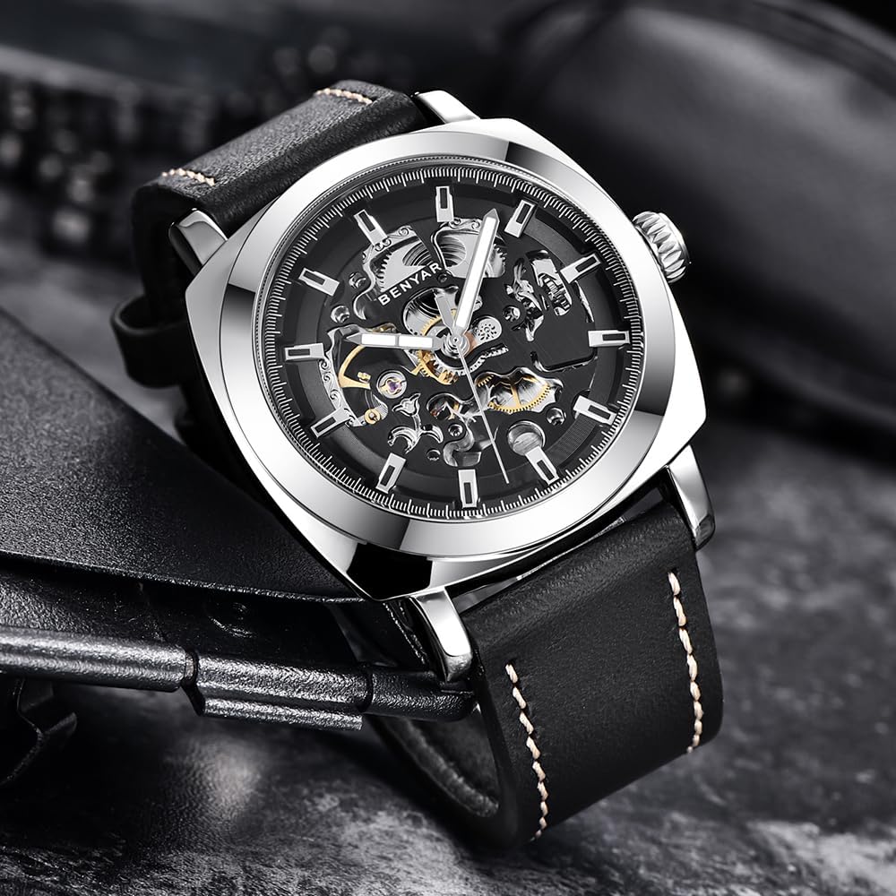 BENYAR Reloj Automático Mecánico de Esqueleto para Hombre de Vestir