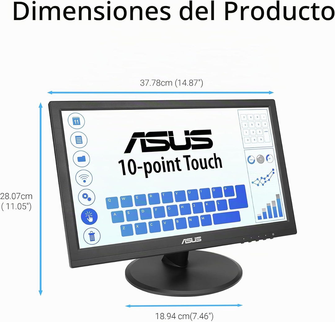 ASUS Monitor táctil 1080P de 15.6 pulgadas (VT169HE) - Full HD, pan...