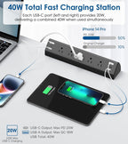 Jgstkcity Regleta de alimentación USB C, estación de carga rápida total de