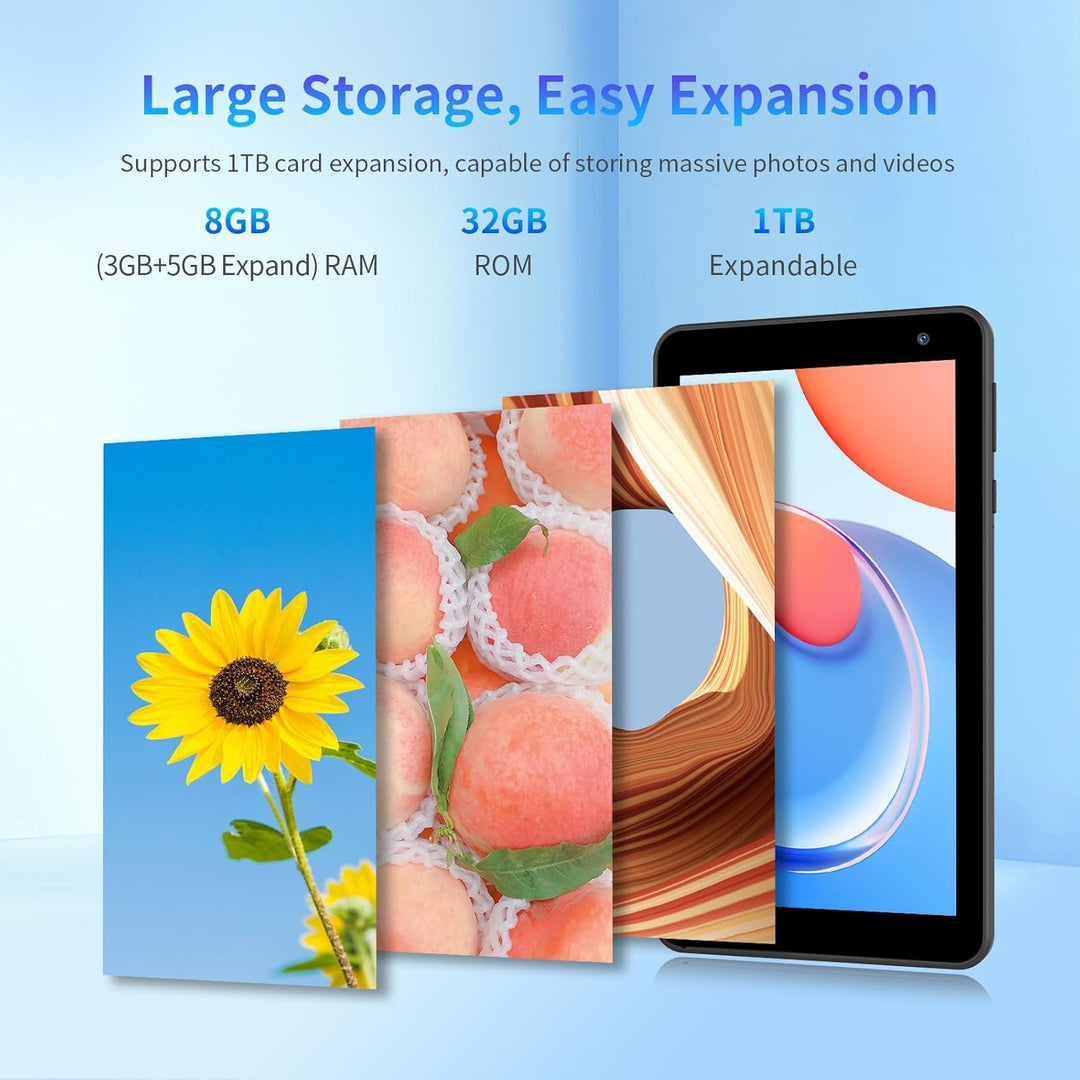 VASOUN Tableta de 7 pulgadas Android 15, 8 GB (3 GB + 5 GB ampliabl...