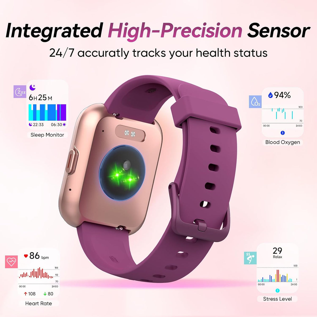 Fitpolo Relojes inteligentes para hombres/mujeres, 1.8 pulgadas Alexa incorporado reloj de seguimiento de fitness con llamadas Bluetooth, IP68 impermeable, frecuencia cardíaca, sueño, spO2/estrés, 110 modos deportivos para Android y iPhone