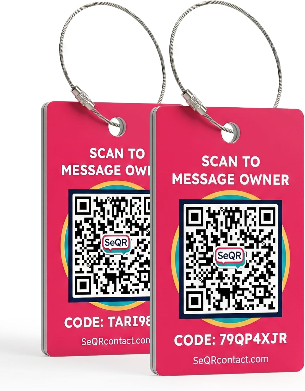 Etiqueta inteligente para equipaje - Etiquetas de código QR de privacidad para maletas de viaje, paquete de 2 unidades, color rojo