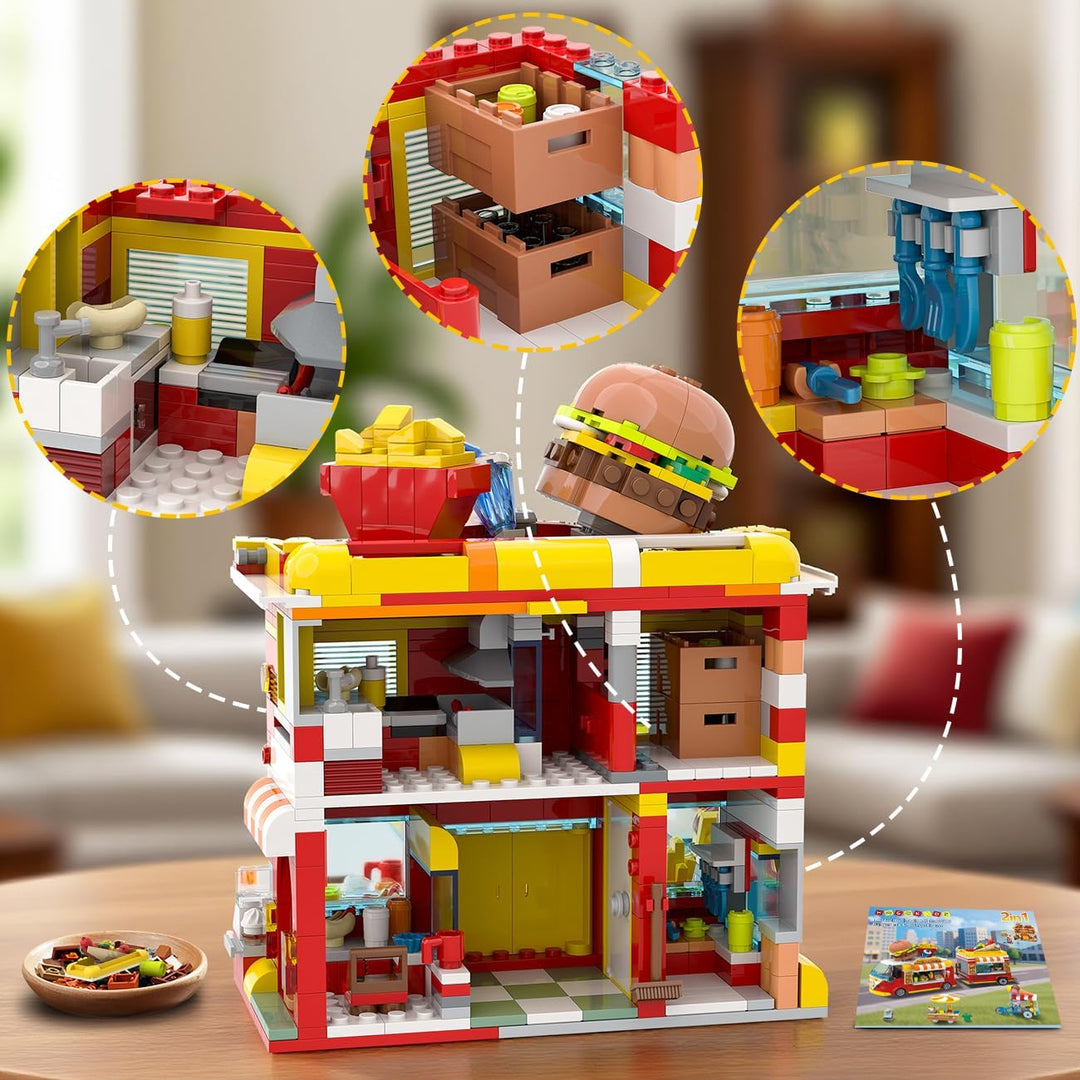 HOGOKIDS City Burger Truck House - Juguete de construcción