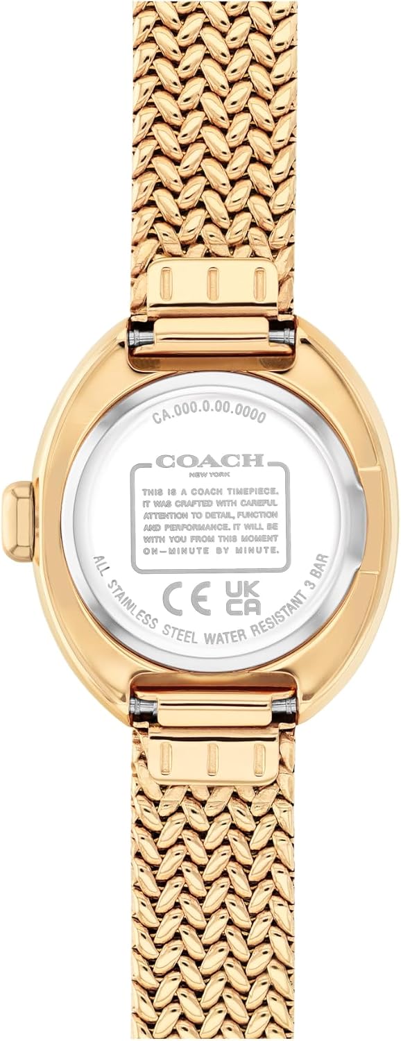 Reloj de Mujer Coach Sammy 2H Quartz, Caja Ovalada Petite de 22.5 mm, Pulsera de Malla de Acero Inoxidable, Moda Premium, Uso Diario - Regalo para Ella