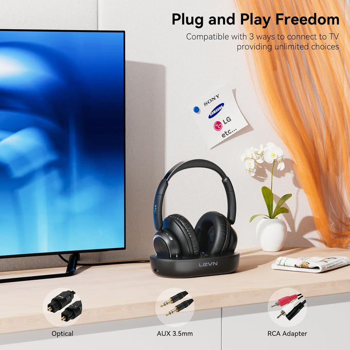 LEVN - Auriculares inalámbricos para ver TV, auriculares para TV in...
