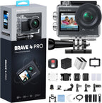 AKASO Brave 4 Pro 4K30FPS Cámara de Acción - Videocámara Subacuática de 131 pies Cámara Impermeable con Pantalla Táctil EIS Avanzado Control Remoto Zoom 5X Cámara Subacuática Compatible con Micrófono